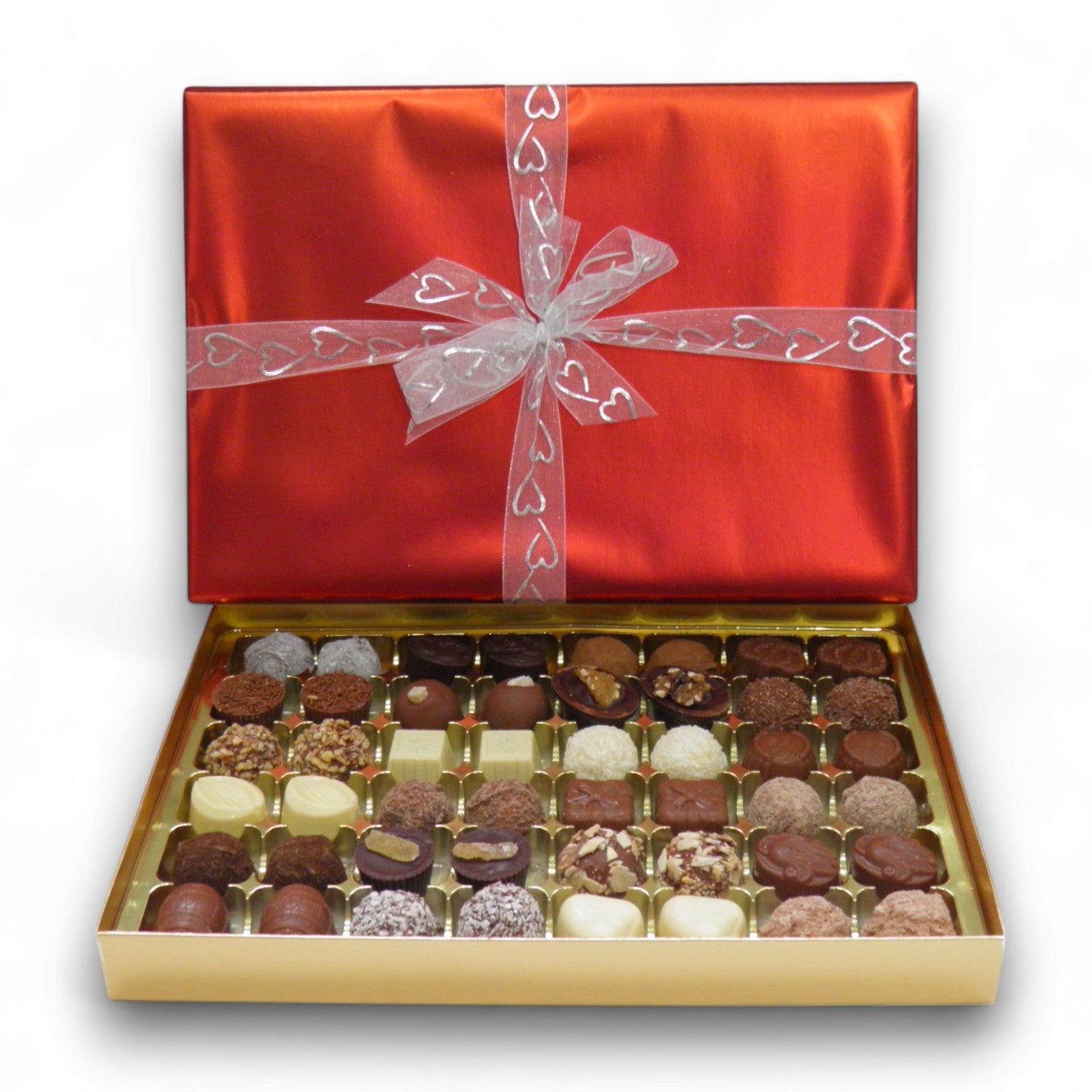 Luxury Valentine 48 Chocolate Assortment In Red Valentine Gift Wrap