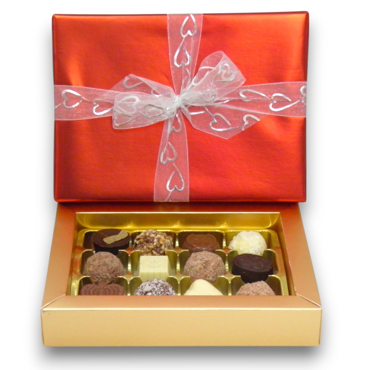 Premium Valentine Gift Wrapped Box Containing 12 Handmade Chocolates