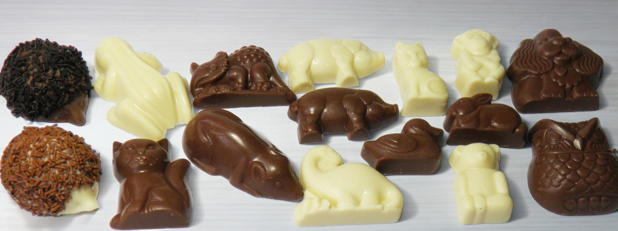 milk and white chocolate animals